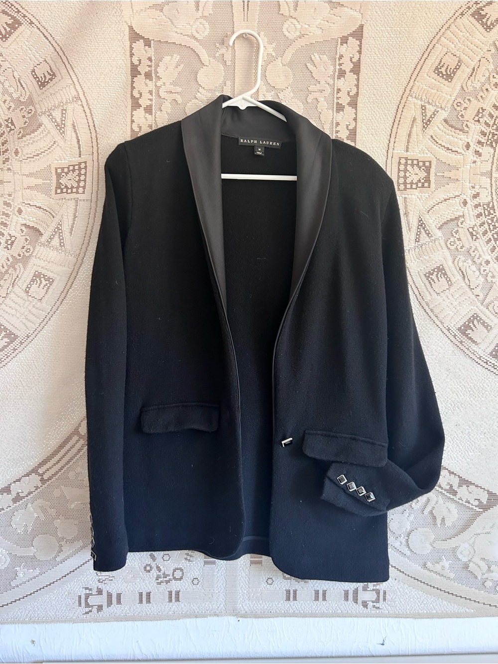 Ralph Lauren Black knit “tuxedo” Lapel Blazer with Satin Trim VTG y2k vintage